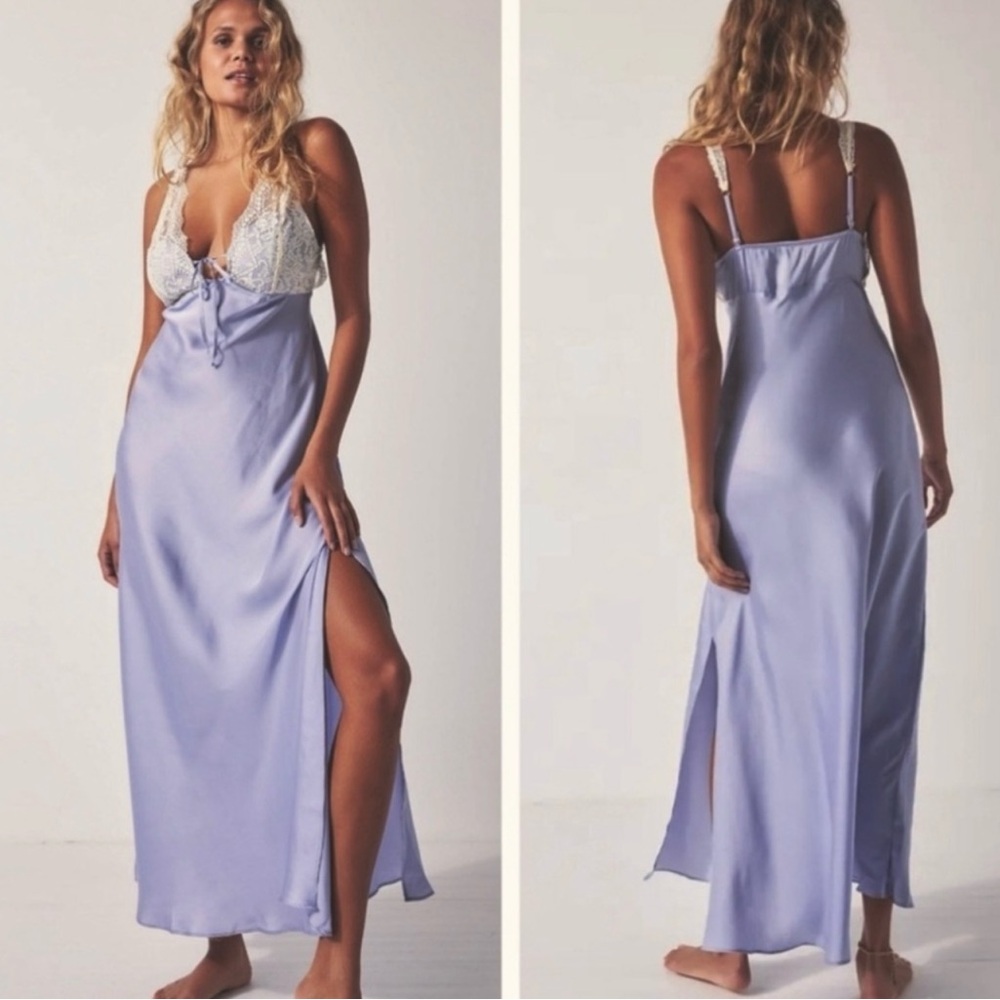 Free People Countryside Satin Maxi Slip Dress NWT